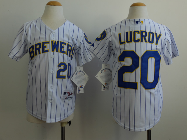 Youth Milwaukee Brewers #20 Lucroy White MLB Jerseys